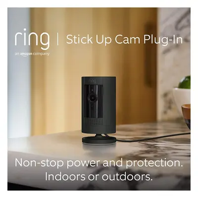 Ring Stick Up Cam Plug-In | HD security camera with Two-Way Talk