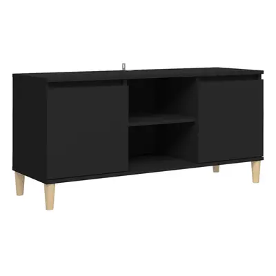 vidaXL TV Cabinet with Solid Wood Legs Black Bedroom TV Stand Hifi Cabinet