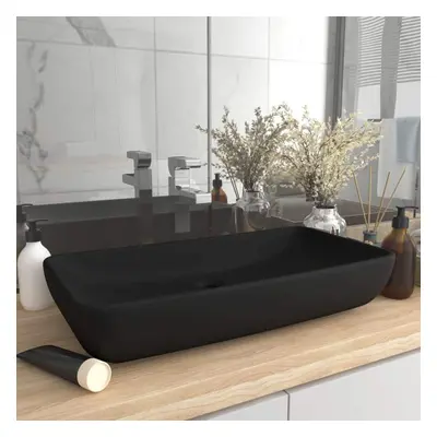 vidaXL Luxury Basin Rectangular Matt Black Ceramic Counter Top Vanity Sink