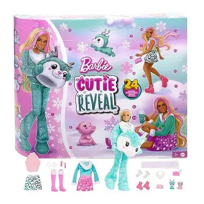 Barbie Cutie Reveal Advent Calendar with Doll & Unboxing Surprises, Holiday Advent Calendar with