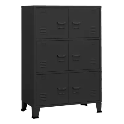 vidaXL Industrial Storage Chest Black 75x40x115 cm Metal Sideboard Cabinet