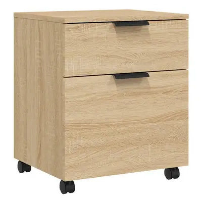 (Sonoma oak) vidaXL Mobile File Cabinet with Wheels Desk Storage Cabinet Engineered Wood