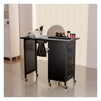 Black Manicure Nail Table Beauty Salon Desk on Wheels