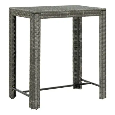 vidaXL Garden Bar Table Grey Poly Rattan Outdoor Bistro Pub Counter Tea Table