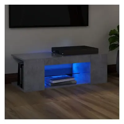 vidaXL TV Cabinet with LED Lights Concrete Grey Hifi Stand Desk Stereo Cabinet