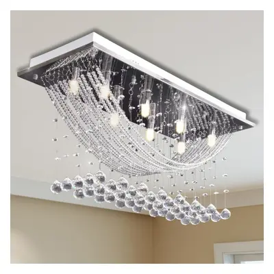 vidaXL White Ceiling Lamp with Glittering Glass Crystal Beads x G9 cm