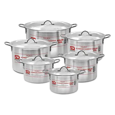 SQ Professional Taurus Aluminium Casserole Set 6pc with lids 26-40cm