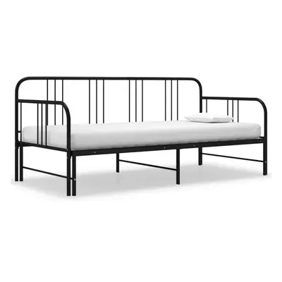 vidaXL Pull-out Sofa Bed Frame Black Metal 90x200 cm Day Bed Base Bedstead