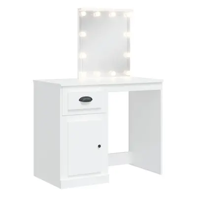 (white) vidaXL Dressing Table with LED Lights Makeup Table Vanity Desk Cosmetic Table