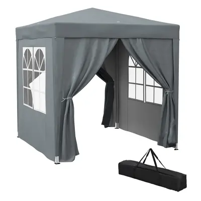 Outsunny 2mx2m Pop Up Gazebo Party Tent Canopy Marquee with Storage Bag Grey