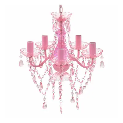 vidaXL Crystal Light Bulbs Pink Home Chandelier Ceiling Lighting Fixture