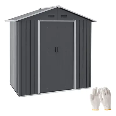 Outsunny 6.5x3.5ft Metal Garden Shed for Garden and Outdoor Storage, Dark Grey