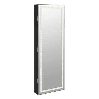 (black) vidaXL Mirror Jewellery Cabinet Mirror Armoire with LED Lights Wall Mounted