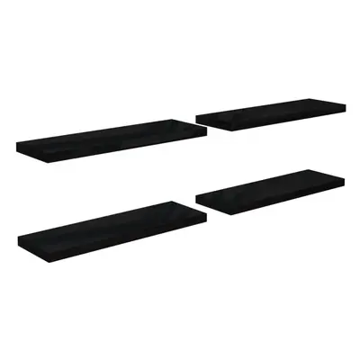 vidaXL 4x Floating Wall Shelves High Gloss Black 80x23.5x3.8 cm MDF Bookcase