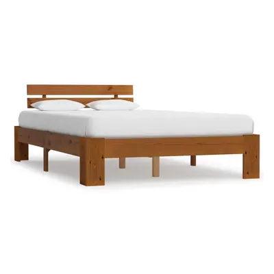 vidaXL Solid Pine Wood Bed Frame Honey Brown 140x200cm Double Bed Furniture