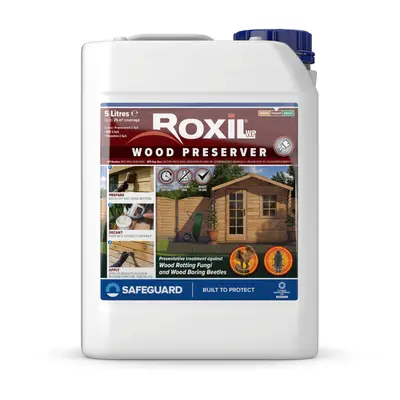 Roxil Wood Preserver (5L Clear) Odourless, Advanced Protection Against Dry Rot, Wet Rot, Fungal 