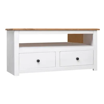 vidaXL Solid Pine Wood Corner TV Cabinet with Drawers White TV Unit Stand