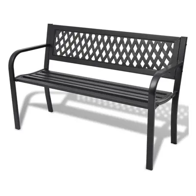 vidaXL Black Steel 2-Person Garden Bench