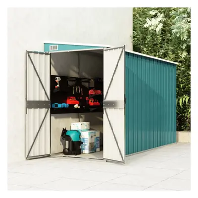 vidaXL Wall-mounted Garden Shed Green Galvanised Steel Patio Tool Storage Shed