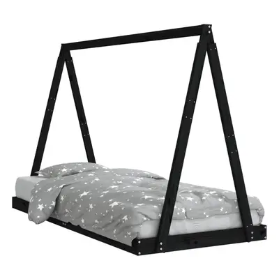 (black, x cm) vidaXL Kids Bed Frame Bedstead Wooden Bed Base Black 80x200 cm Solid Wood Pine