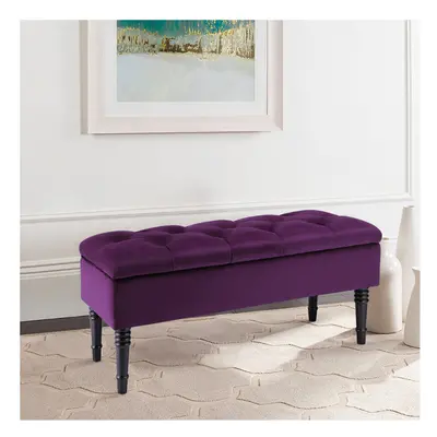 (Purple) Upholstered Storage Bench Ottoman Piano Seat Hallway Long Stool