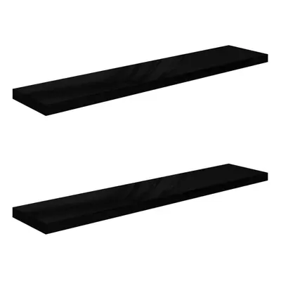 vidaXL 2x Floating Wall Shelves High Gloss Black 120x23.5x3.8 cm MDF Display