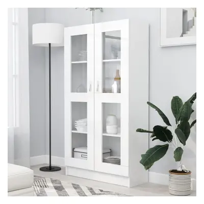 vidaXL Vitrine Cabinet White Chipboard Bookcase Storage Unit Free Standing