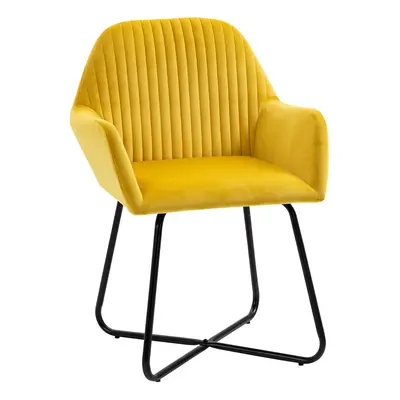 HOMCOM Modern Accent Chair Velvet-Feel Upholstered Lounge Armchair Yellow