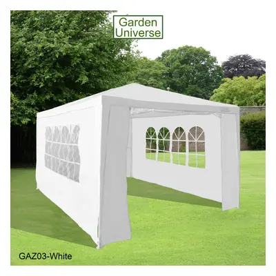 Gazebo x 4m By Garden Universe Steel Frame Marquee Canopy Party Tent White