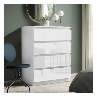 (White) High Gloss Chest of Drawers Bedside Table Cabinet Drawer Bedroom Furniture