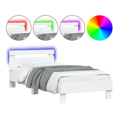 (white, x cm) vidaXL Bed Frame with Headboard and LED Bed Base Bedstead Matress Foundation