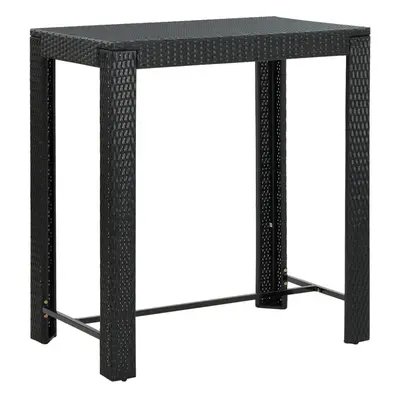 vidaXL Garden Bar Table Black Poly Rattan Outdoor Bistro Pub Counter Tea Table