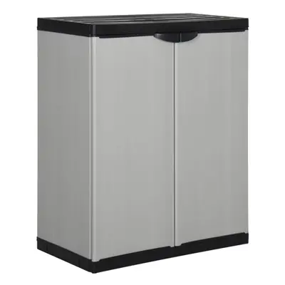 vidaXL Garden Storage Cabinet with Shelf Grey&Black Cupboard Utility Cabinet