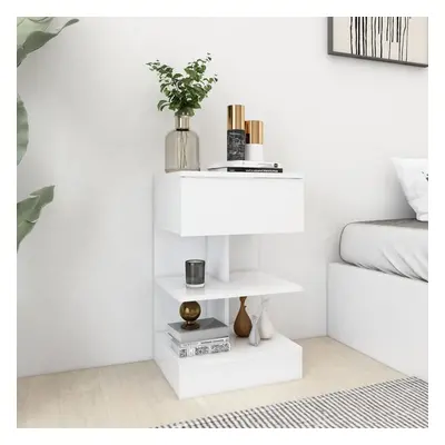 vidaXL Bedside Cabinet White Chipboard Side Table Nightstand Storage Cabinet