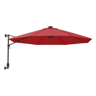 (red) vidaXL Wall-mounted Parasol Umbrella Garden Sun Shade Sun Shelter with LEDs