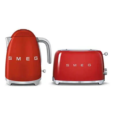 Smeg KLF03RDUK 1.7Ltr - 3kw Kettle and TSF01RDUK Slice Toaster Set in Red