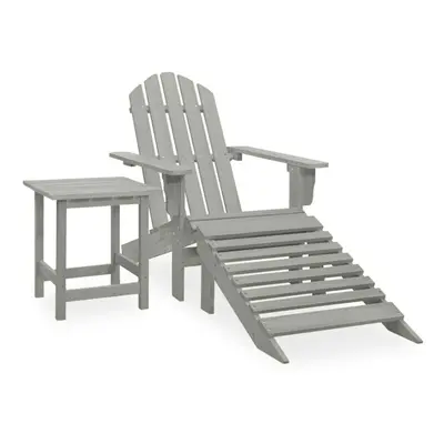 vidaXL Solid Fir Wood Garden Adirondack Chair with Ottoman&Table Grey Unit