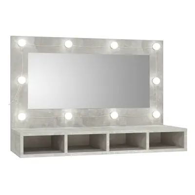 (Concrete grey) vidaXL Mirror Cabinet with LED Washroom Storage Cabinet Bathroom Vanity Unit