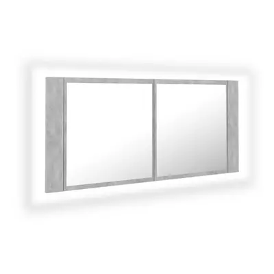 vidaXL LED Bathroom Mirror Cabinet Concrete Grey 100x12x45 cm Acrylic Mirror