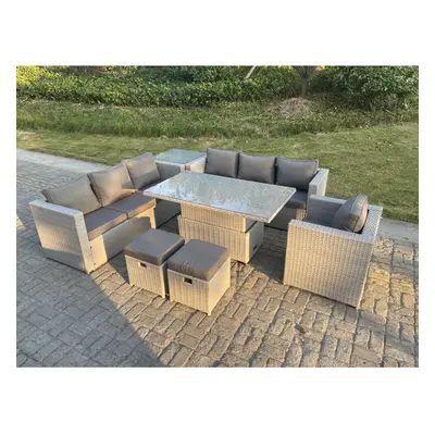 Fimous Rattan Garden Funiture Set Rising Table Sofa Dining Set Table Chair Stool