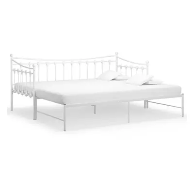 vidaXL Pull-out Sofa Bed Frame White Metal for Day Sleeping Guest Sleepover