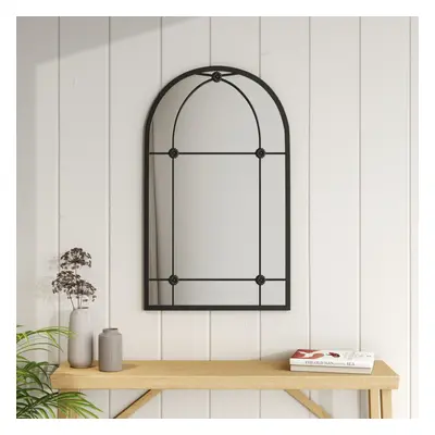 Arched Wall Hanging Metal Windowpane Mirror Home Decoration