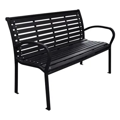 vidaXL Garden Bench Black cm Steel and WPC Park Patio Outdoor Bench Seat