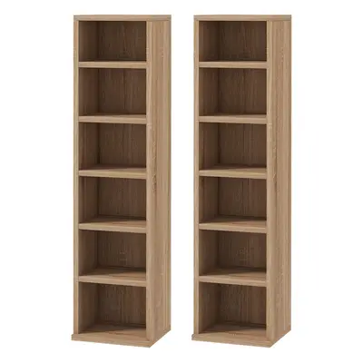 HOMCOM Set of CD Storage Units with Adjustable Shelves Natural