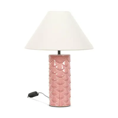 Ceramic Coral Mermaid Shell Scallop Table Lamp with Shade Light