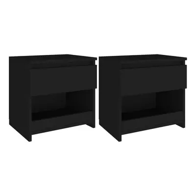 vidaXL 2x Bedside Cabinets Black Chipboard Nightstands Drawers Tables Bedroom