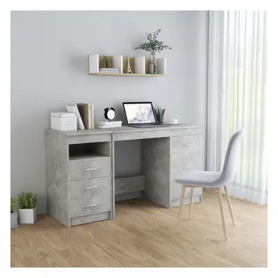 vidaXL Desk Concrete Grey 140x50x76cm Chipboard Workstation Computer Table