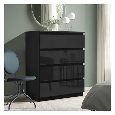 ((4 Drawers Chest Black)) Chest Of Drawers Bedroom Furniture Storage Bedside to Drawers