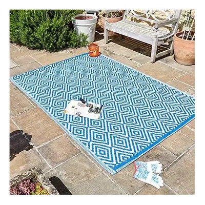 Large Al Fresco Rug Blue Adana Indoor Outdoor Pattern Carpet Garden