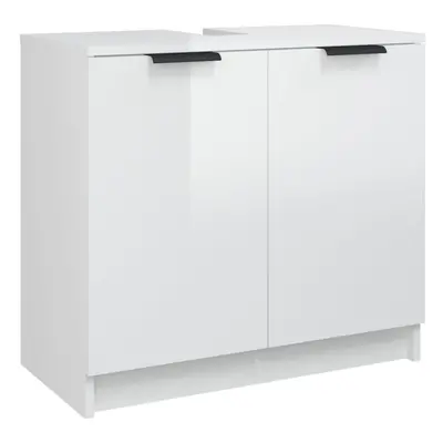 vidaXL Bathroom Cabinet High Gloss White Engineered Wood Vanity Unit Cupboard